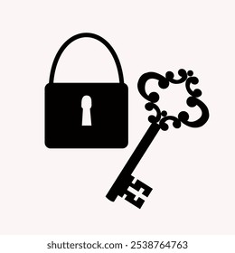 magic key with lock in black