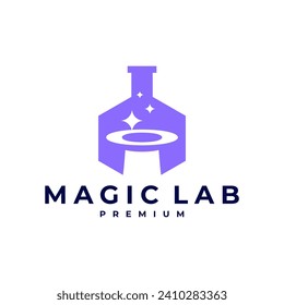 MAGIC LAB HAT SPARK SCIENCE LABORATORY LOGO VECTOR ICON ILLUSTRATION