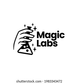 icono del logotipo de la mano de laboratorio mágico