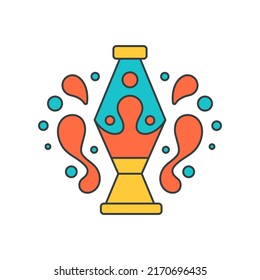Magic lamp abstract mystery vessel with multicolored drops pop art groovy t shirt print vector cartoon illustration. Esoteric global waving energy comic sticker decorative design light energy isolated