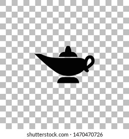 Magic lamp. Black flat icon on a transparent background. Pictogram for your project