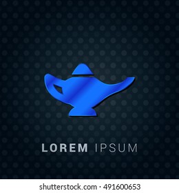 Magic Lamp Blue metallic chromium precious Icon / Logo Design
