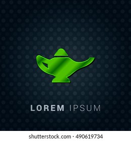 Magic Lamp Bright Green chromium precious metallic 3D Icon / Logo Design