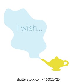 magic lamp with a cloud illustration isolated on a white background