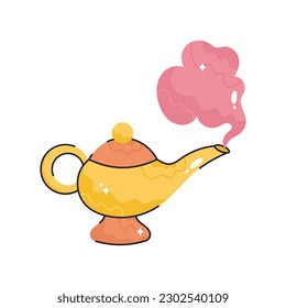 Magic lamp doodle vector outline icon. EPS 10 file
