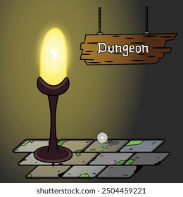 A magic lamp at dungeon entrance vector image