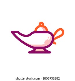 icono de halloween con el contorno plano de la lámpara mágica