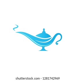 magic lamp genie icon logo template