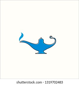 magic lamp genie icon logo template - Vector 