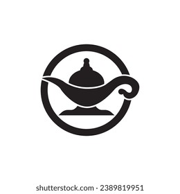 magic lamp genie icon logo template