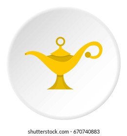 Magic lamp icon in flat circle isolated vector illustration for web