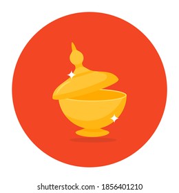 A magic lamp icon, flat design of aladdin lamp vector 
