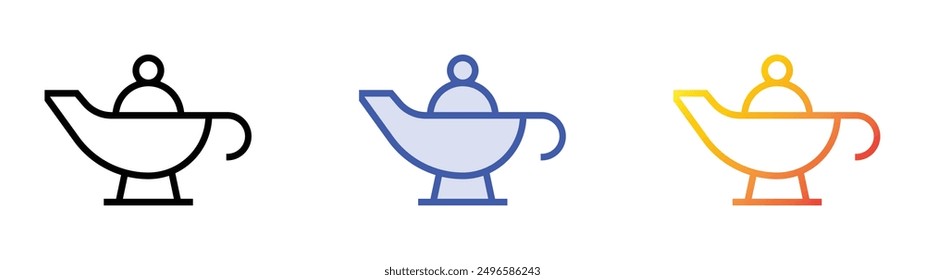 magic lamp icon. Linear, Blue Fill and Gradient Style Design Isolated On White Background