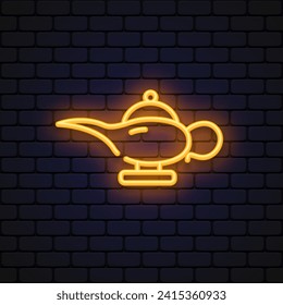 Icono de lámpara mágica sobre fondo negro.