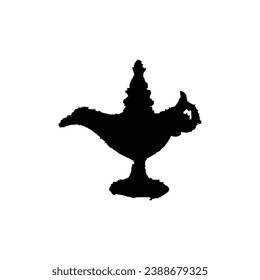 Magic lamp icon. Simple style magic event poster background symbol. Magic lamp brand logo design element. Magic lamp t-shirt printing. Vector for sticker.