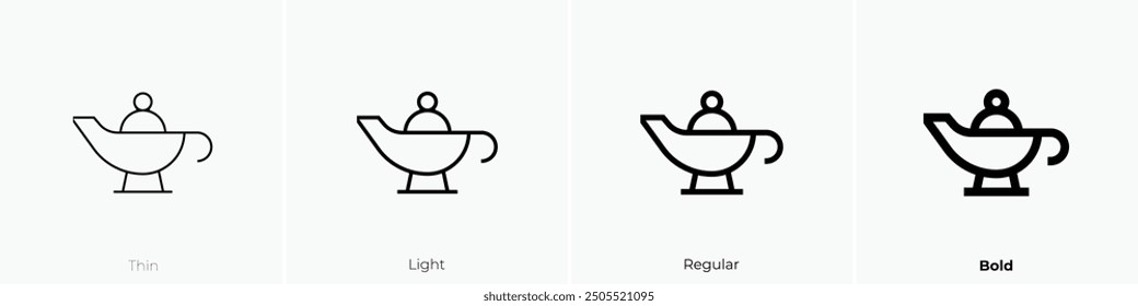 magic lamp icon. Thin, Light Regular And Bold style design isolated on white background