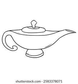 magic lamp illustration hand drawn outline vector