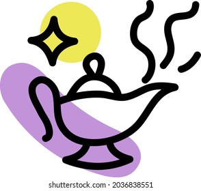 Magic lamp, illustration, vector, on a white background.