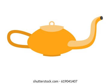 Magic lamp isolated. Arabic Gold vessel for oil
