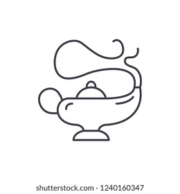 Magic lamp line icon concept. Magic lamp vector linear illustration, symbol, sign