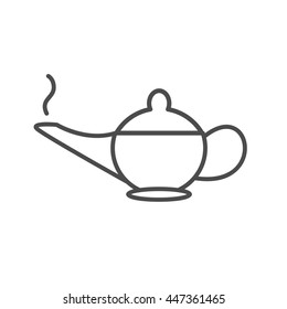 Magic lamp  linear icon. Aladdin lamp , thin line design