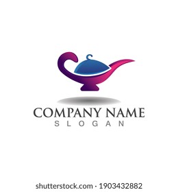 Magic lamp logo icon creative business design vector template