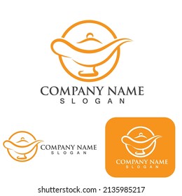 Magic lamp logo and icon vector