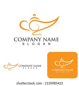 Magic lamp logo and icon vector