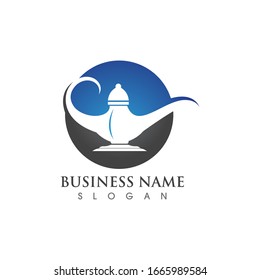 Magic lamp logo vector illustration design