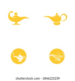 Magic lamp logo vector illustration design