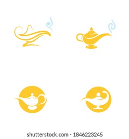 Magic lamp logo vector illustration design