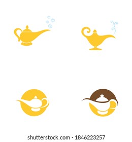 Magic lamp logo vector illustration design