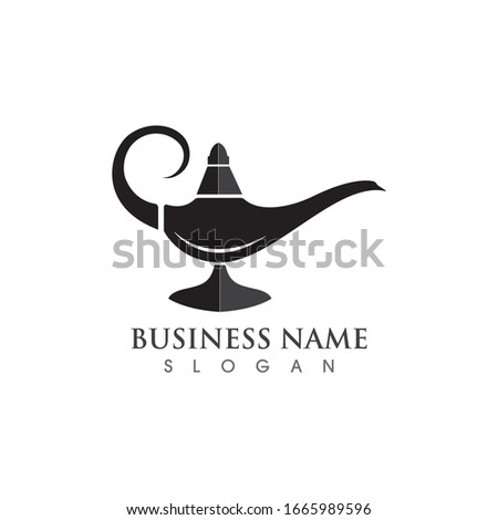 Magic lamp logo vector illustration design