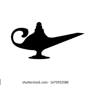 Magic lamp on a white background. Silhouette. Vector illustration.