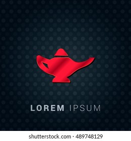 Magic Lamp Red chromium precious metallic 3D Icon / Logo Design