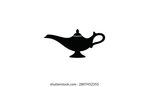 Magic lamp silhouette against a white background