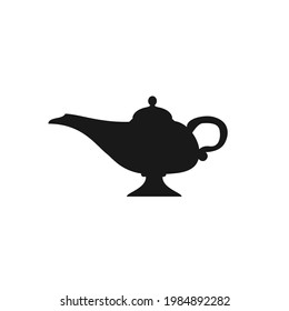 Magic Lamp Silhouette Isolated On White Background. Lamp Icon. Vector Stock