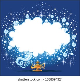 Magic Lamp With Speech Bubble And Smoke