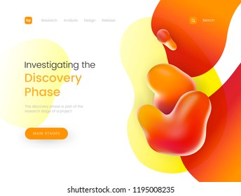 Magic landing page template with a trendy orange shapes background, can be used for education, science and chemical theme web sites. Header for website. Vector illustration