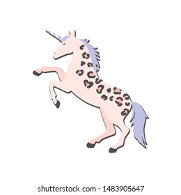 Magic leopard pegasus, unicorn fairy-tale animal vector card