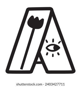 Magic letter A. Outline design. Vector illustration. Handwriting style. Black color.