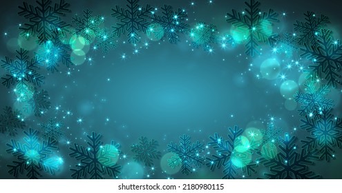 Zauberhafter heller Hintergrund mit Schneeflocken. Abstrakte Feiertage im Hintergrund. Vektorgrafik.