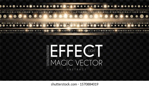 Magic light, bokeh and fog effect. Abstract shining design on transparent background. 1920th-1930th.