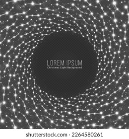 Magic light effect. Christmas light concept. Luxury swirl effect with sparks. Bright background with sparkle particles.