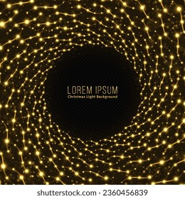 Magic light effect. Christmas light concept. Luxury swirl effect with sparks. Bright background with sparkle particles.