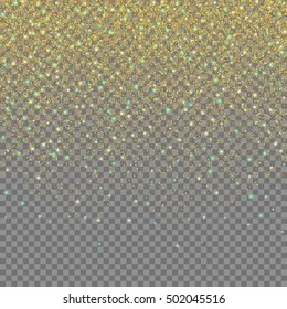 Magic light effect. Gold glittering star dust on transparent background. Falling stars. Vector design