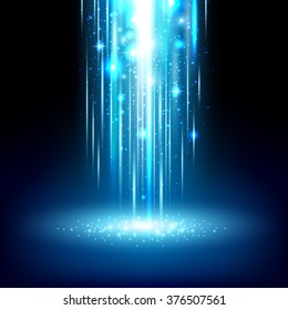 Magic light effect shiny sparkles falling abstract background. Vector illustration.