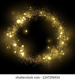 Magic light effect, sparkling glittering decorative round frame