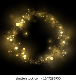 Magic light effect, sparkling glittering decorative round frame