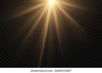 Magic light effect of star and flash. On a transparent background.